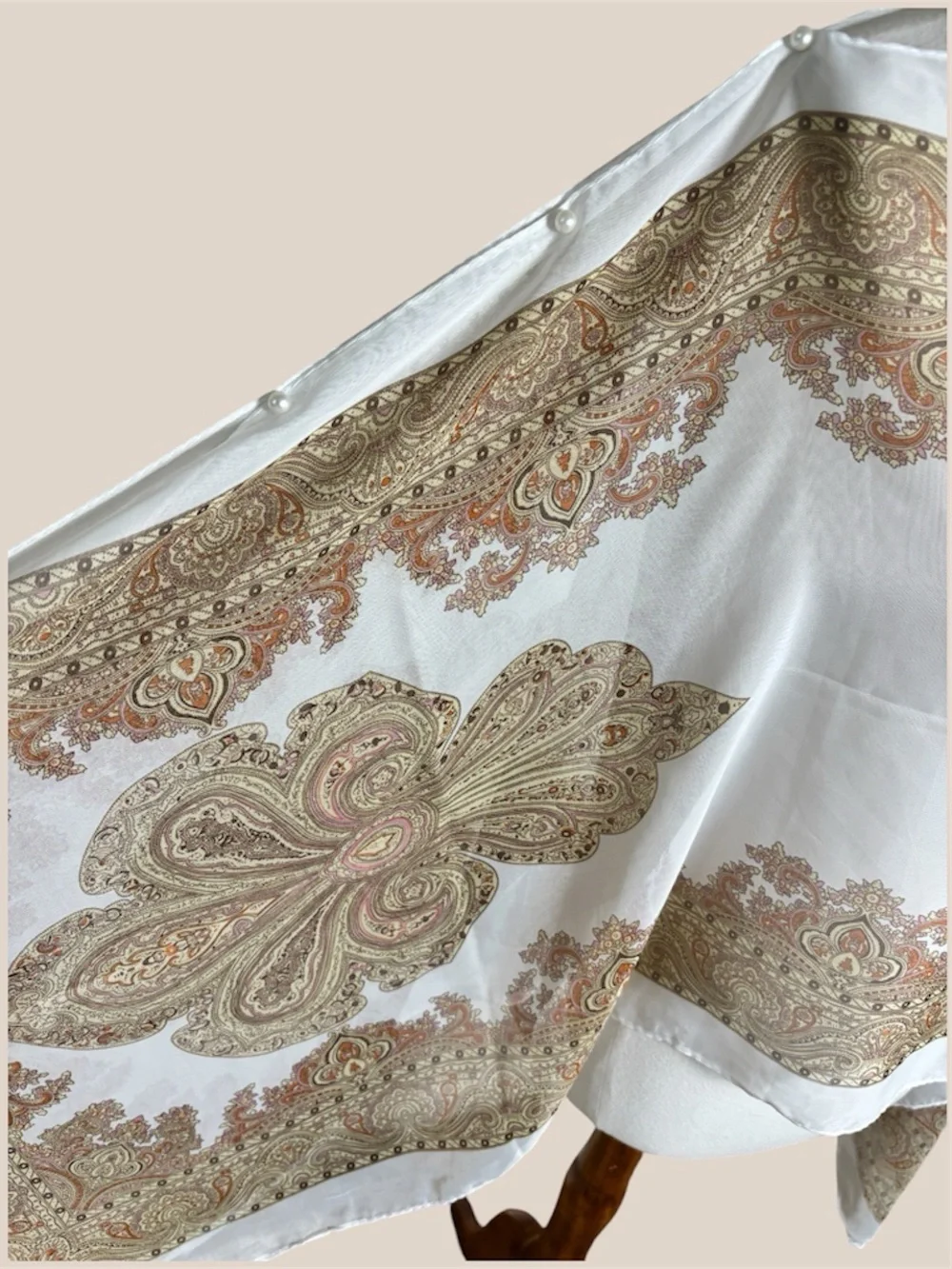 Off Shoulder Boho Poncho w/ Pearls White & Gold Festival Flowy Fairy One Size